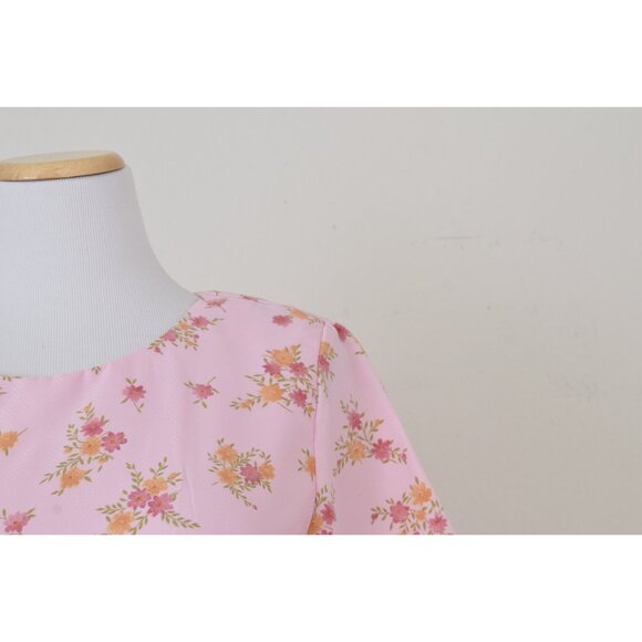 Vintage 70s Handmade Floral Polyester Dress - Picture 9 of 10